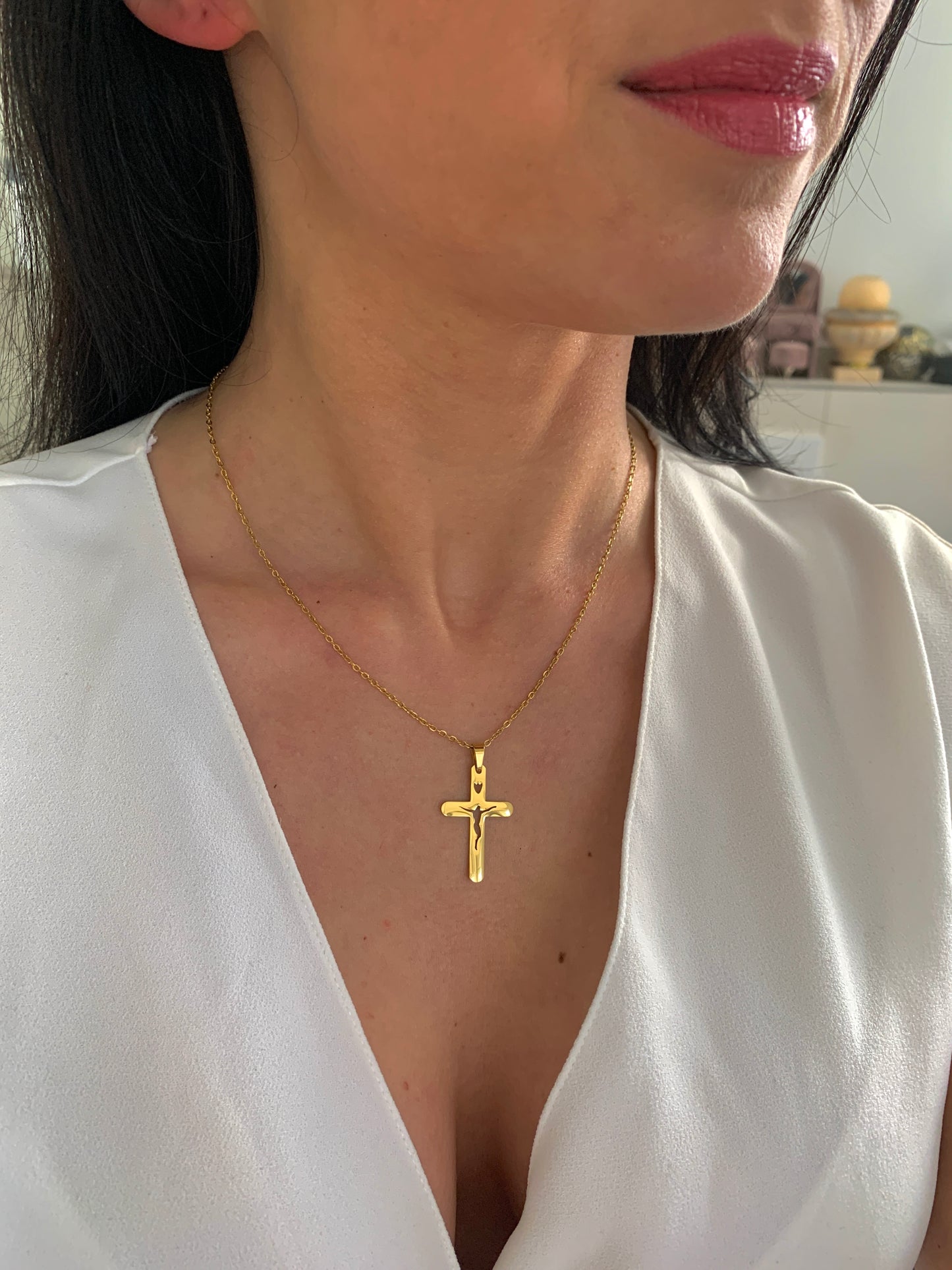 Jesus Kreuz Halskette – spiritueller Edelstahlschmuck in Gold oder Silber – Natascha Woge®