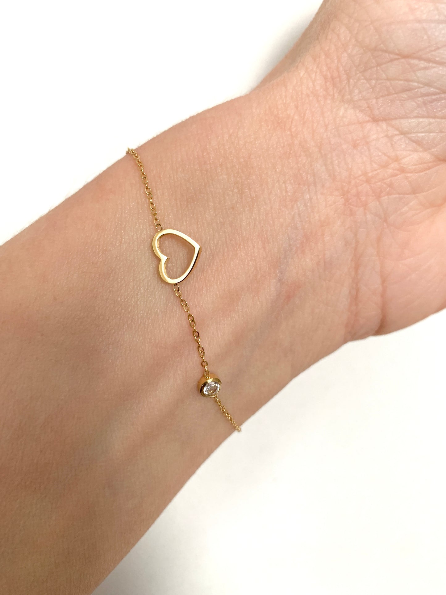 Zierliches Herz Armband – Minimalistischer Edelstahlschmuck in Gold – Natascha Woge®