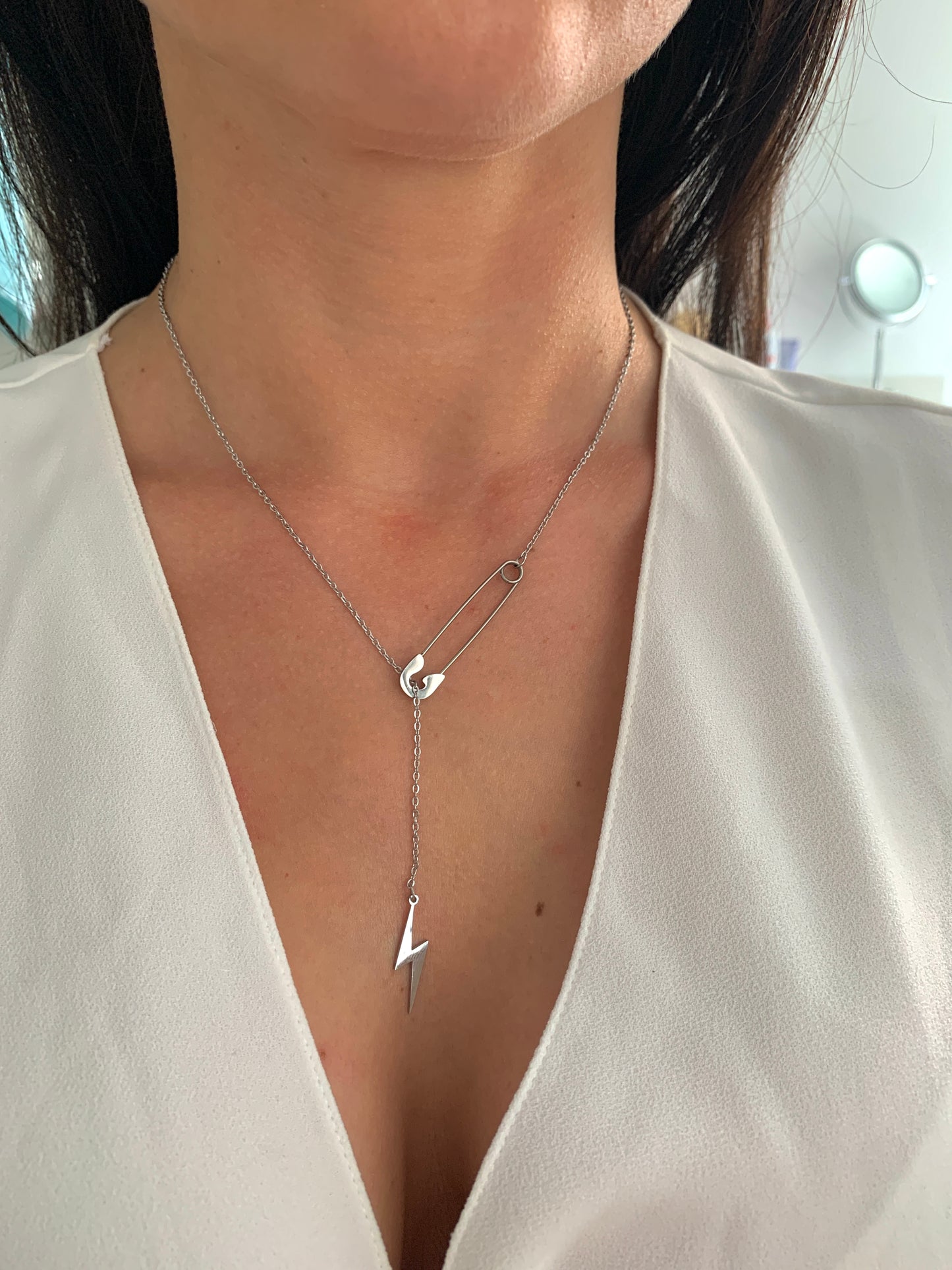 Blitz Halskette mit Sicherheitsnadel – minimalistischer Edelstahlschmuck – Natascha Woge®