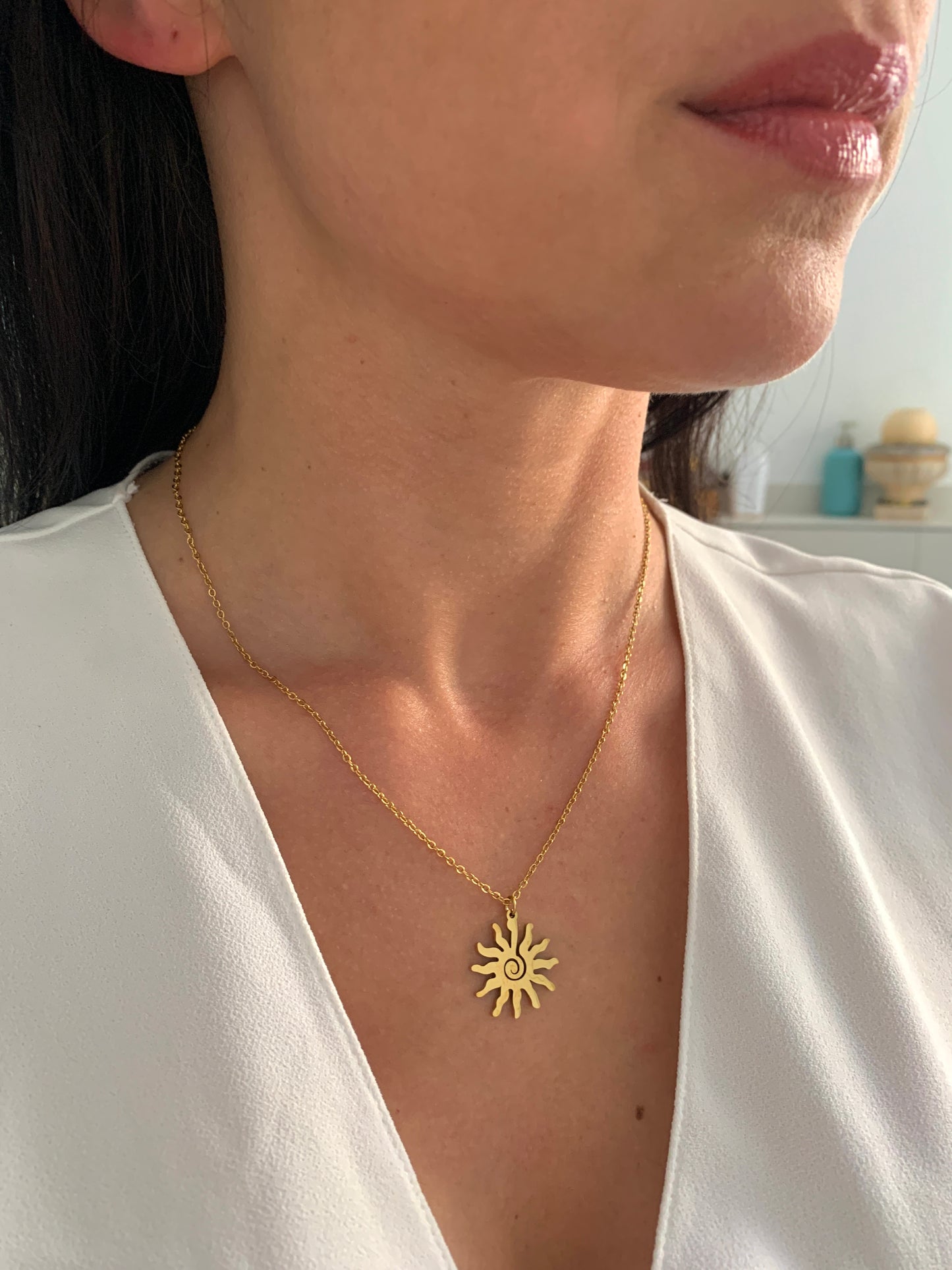 Sonnen Halskette – minimalistischer Edelstahlschmuck in Gold oder Silber – Natascha Woge®