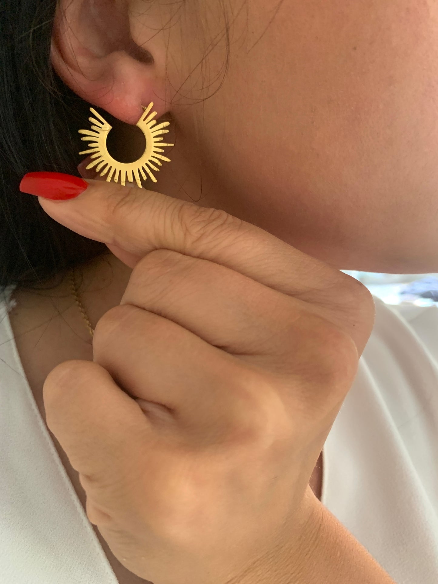 Sonnen Schmuckset – minimalistische Halskette & Ohrringe aus Edelstahl in Gold – Natascha Woge®