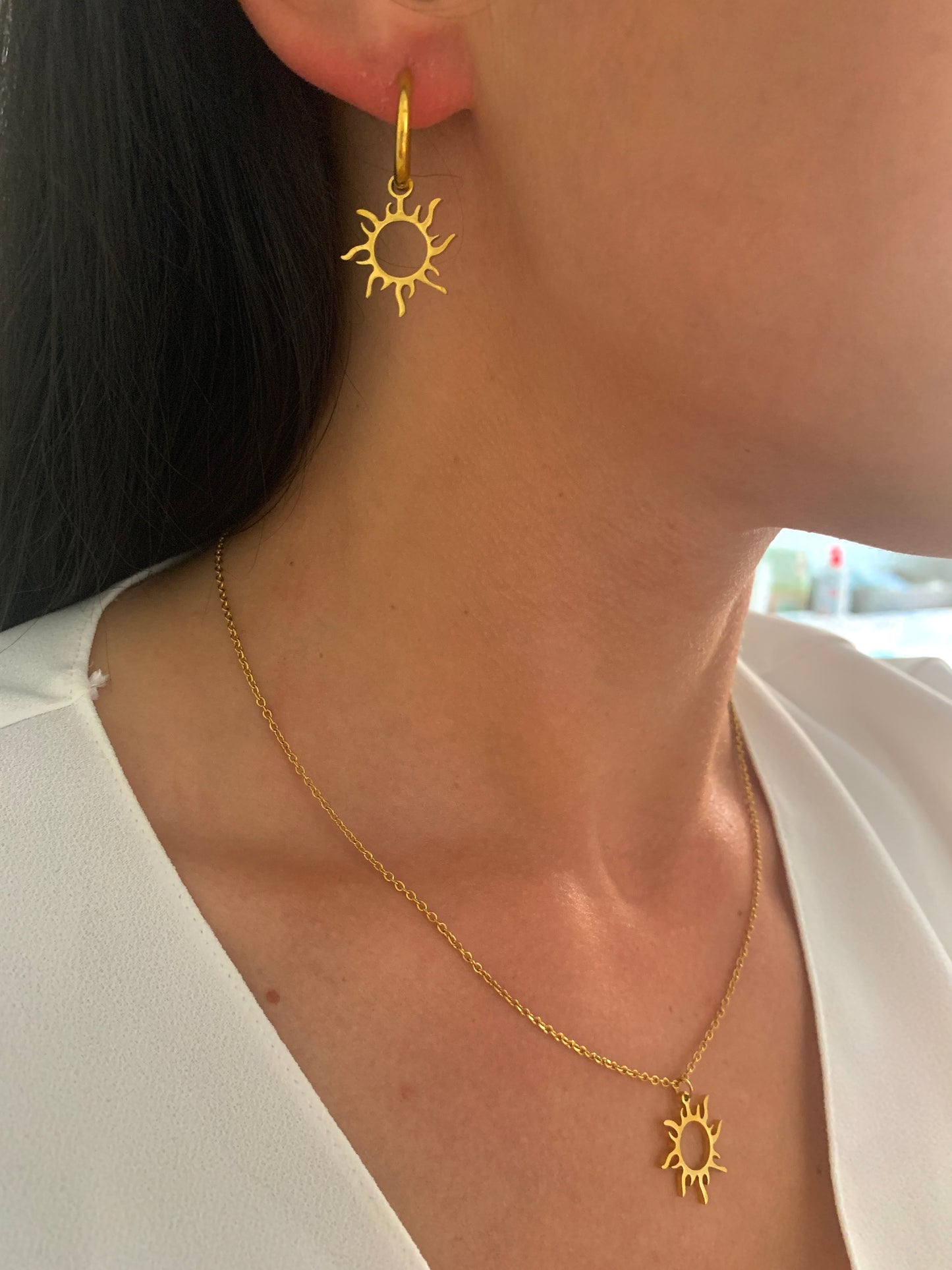 Sonne Huggie Creolen Damen Edelstahl – Gold oder Silber, wasserfest & nickelfrei | NataschaWoge®