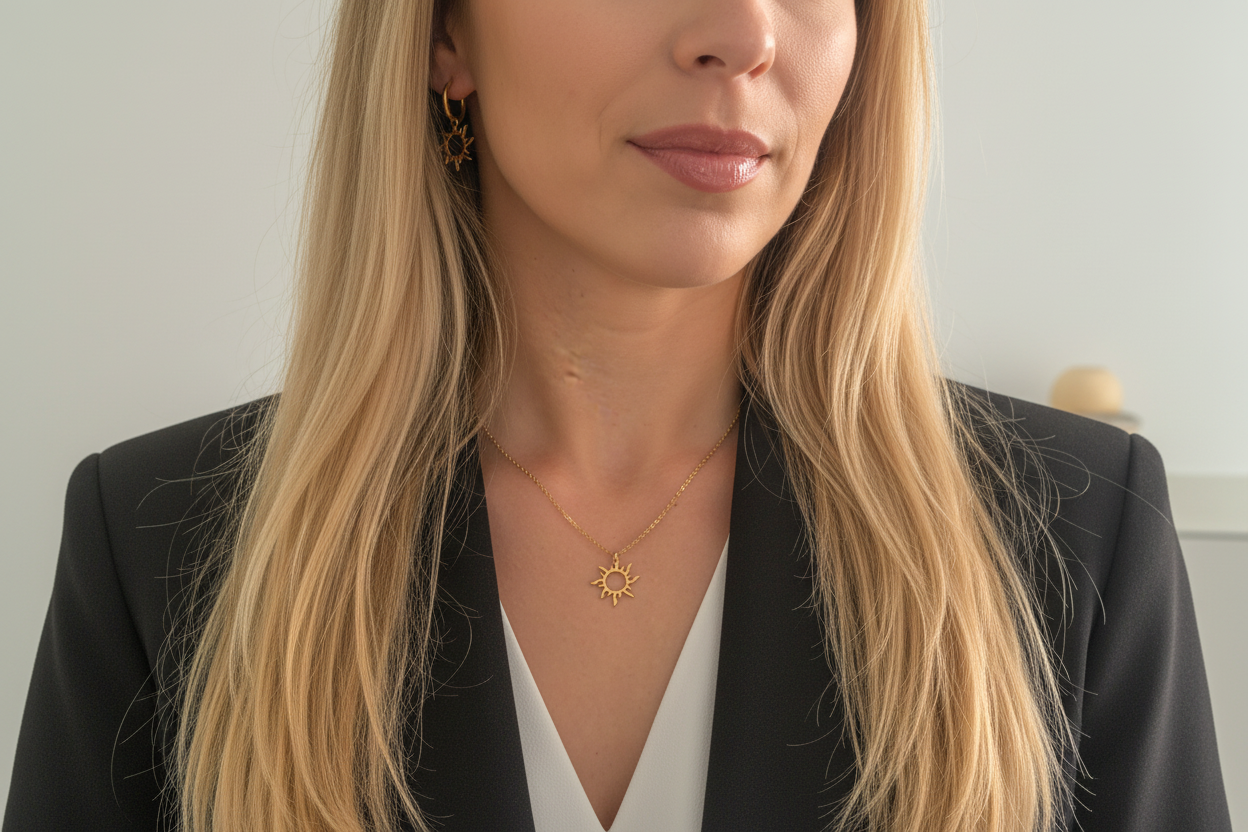 Sonnen Halskette – minimalistische Sun Halskette aus Edelstahl in Gold, Roségold oder Silber – Natascha Woge®