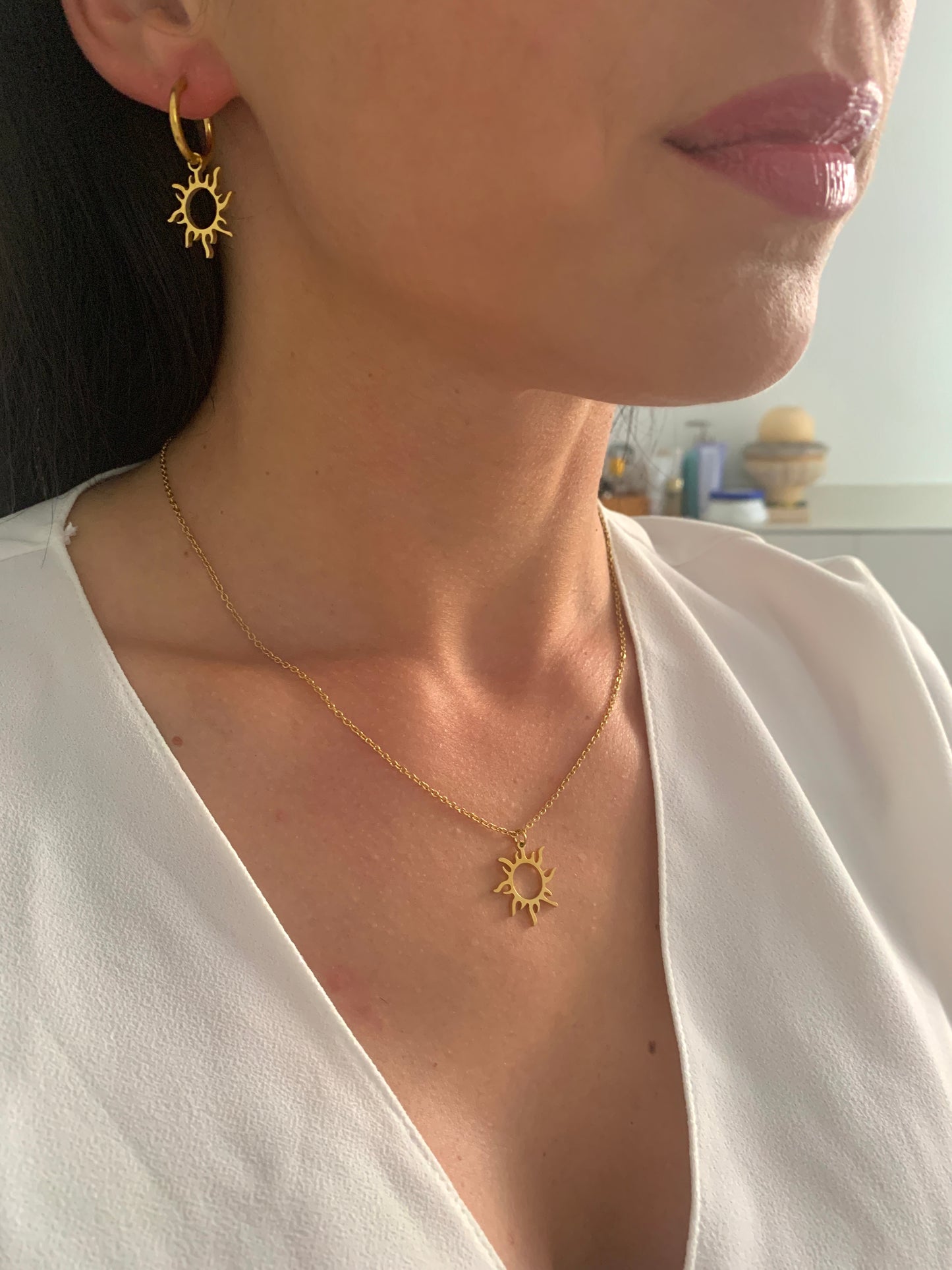 Sonne Huggie Creolen Damen Edelstahl – Gold oder Silber, wasserfest & nickelfrei | NataschaWoge®