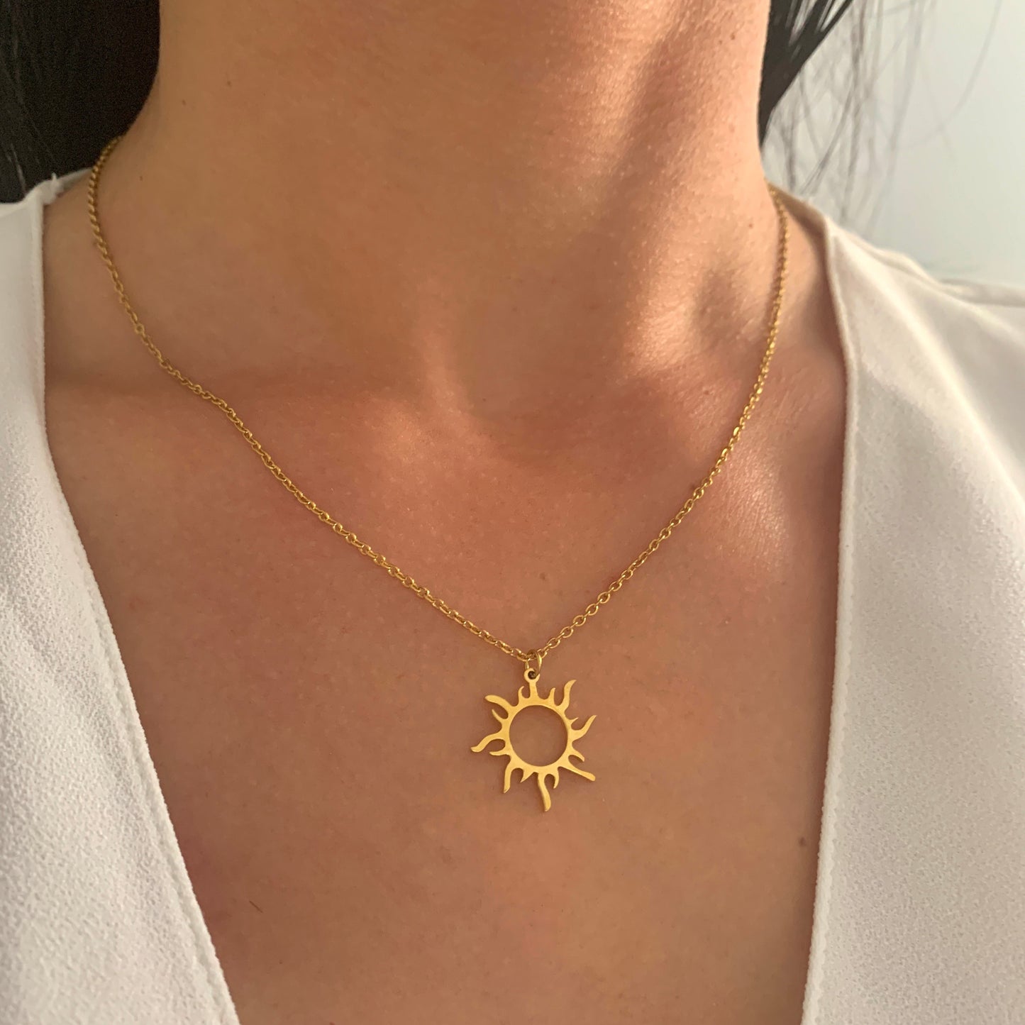 Sonnen Halskette – minimalistische Sun Halskette aus Edelstahl in Gold, Roségold oder Silber – Natascha Woge®