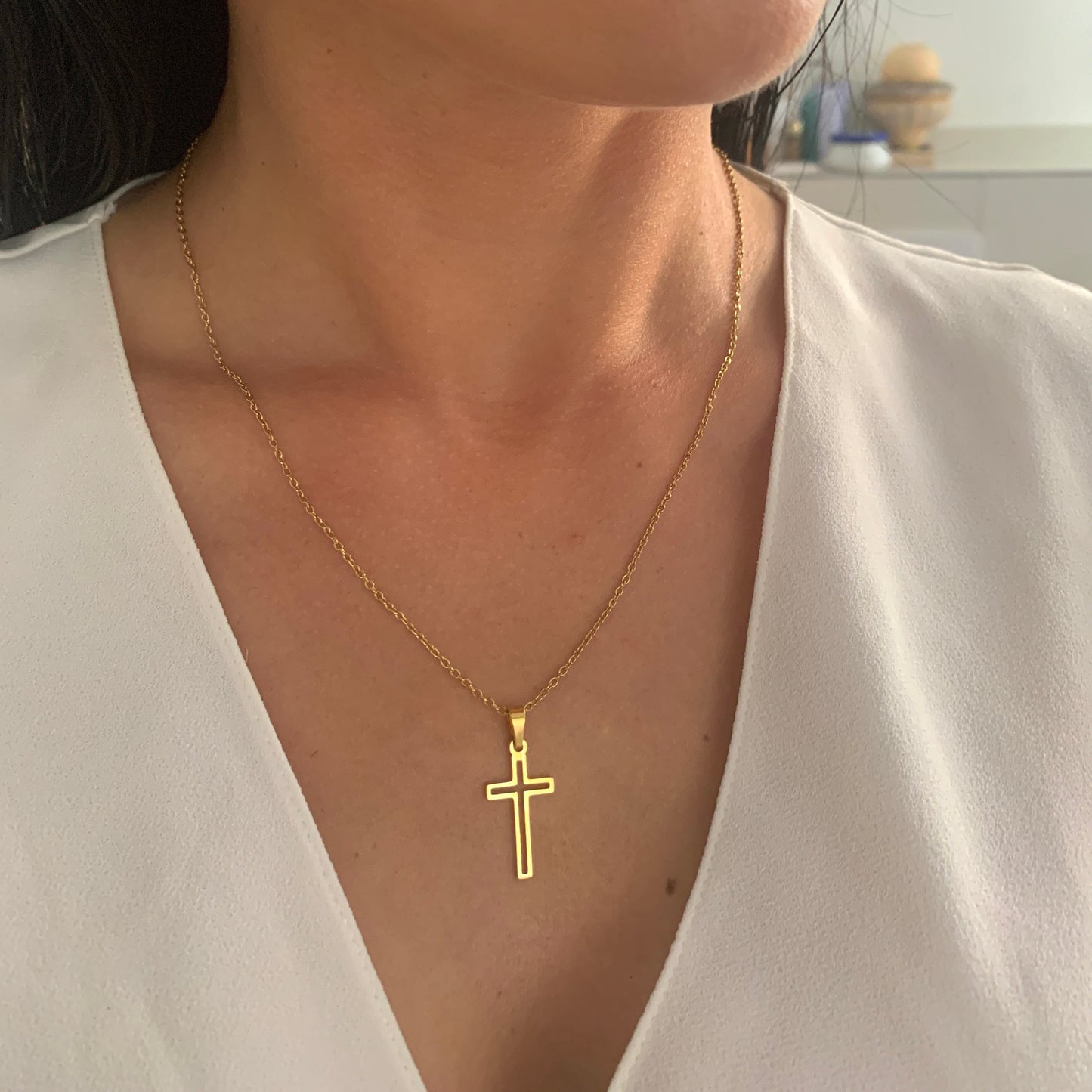 Kreuz Halskette – minimalistischer Edelstahlschmuck in Gold oder Silber – Natascha Woge®