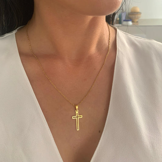 Kreuz Halskette – minimalistischer Edelstahlschmuck in Gold oder Silber – Natascha Woge®