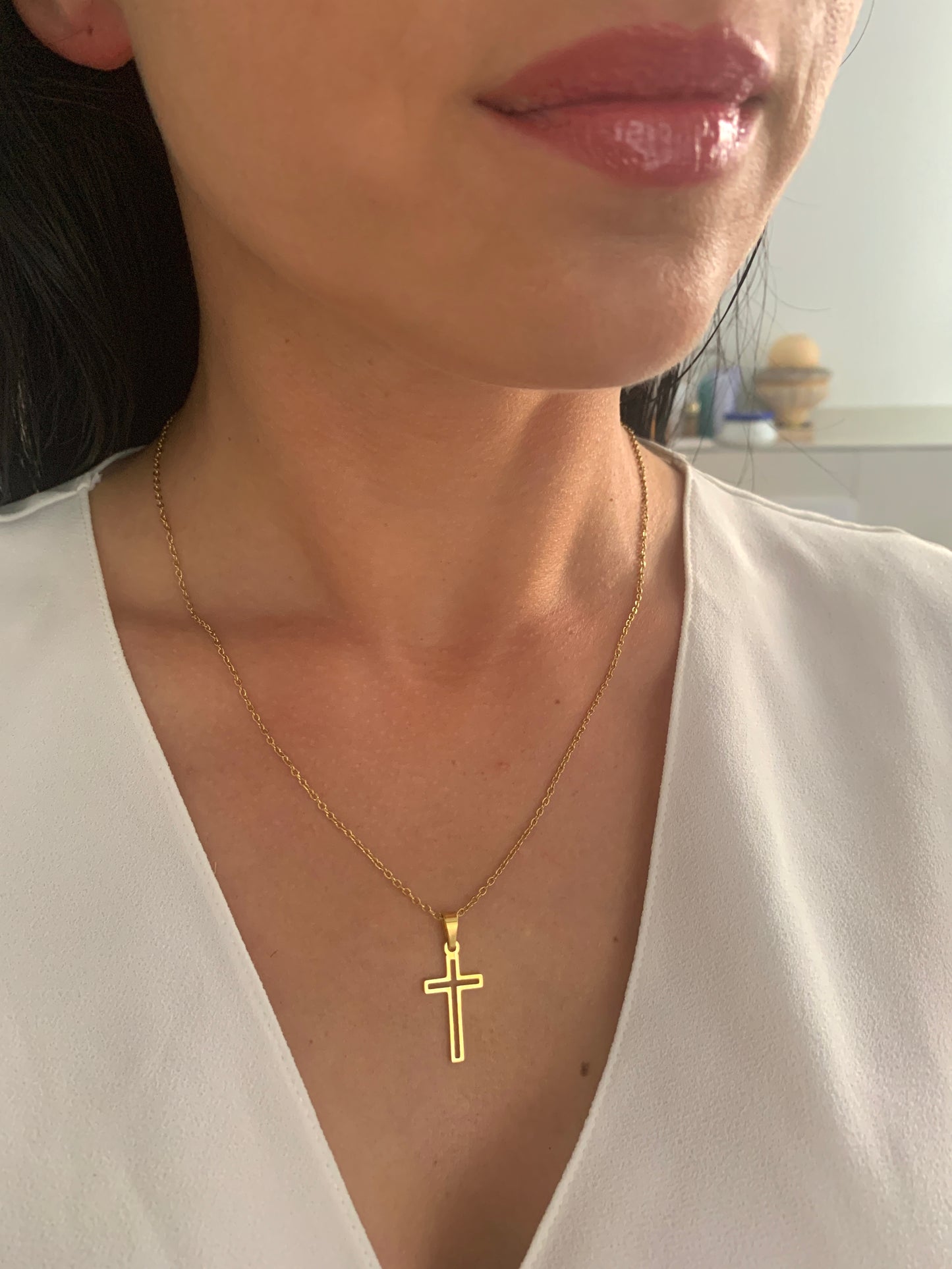 Kreuz Halskette – minimalistischer Edelstahlschmuck in Gold oder Silber – Natascha Woge®