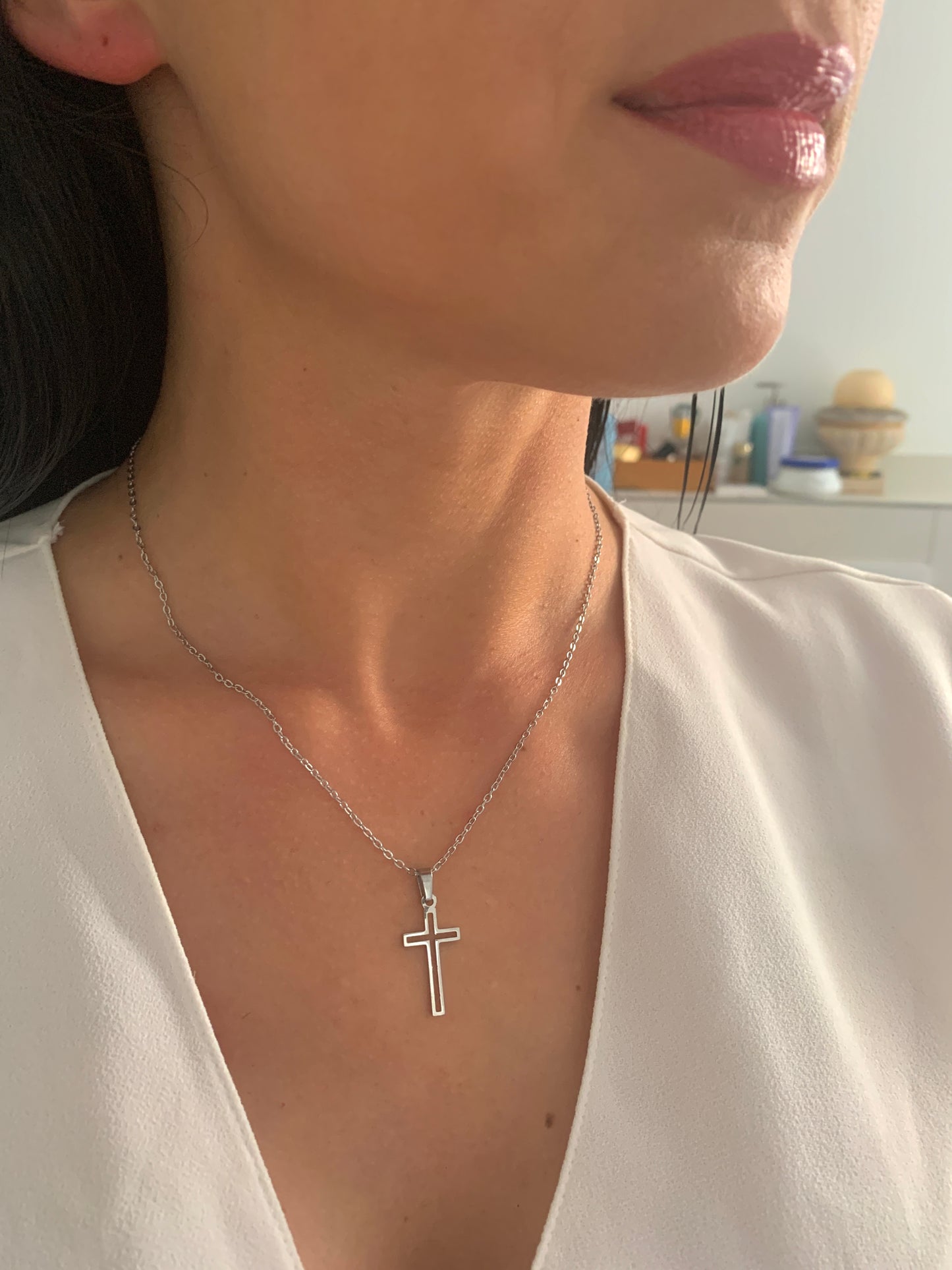 Kreuz Halskette – minimalistischer Edelstahlschmuck in Gold oder Silber – Natascha Woge®