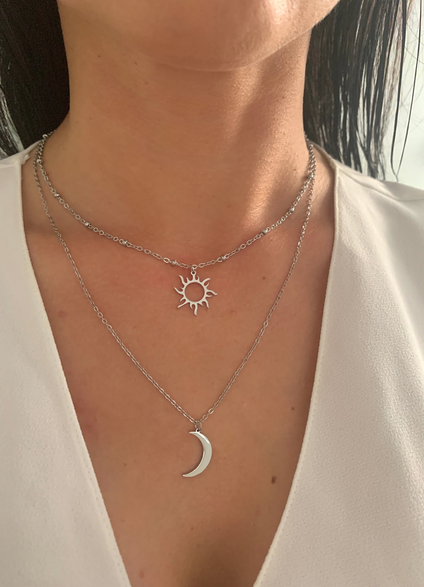 Sonne & Mond Halskette – minimalistischer Edelstahlschmuck in Gold oder Silber – Natascha Woge®