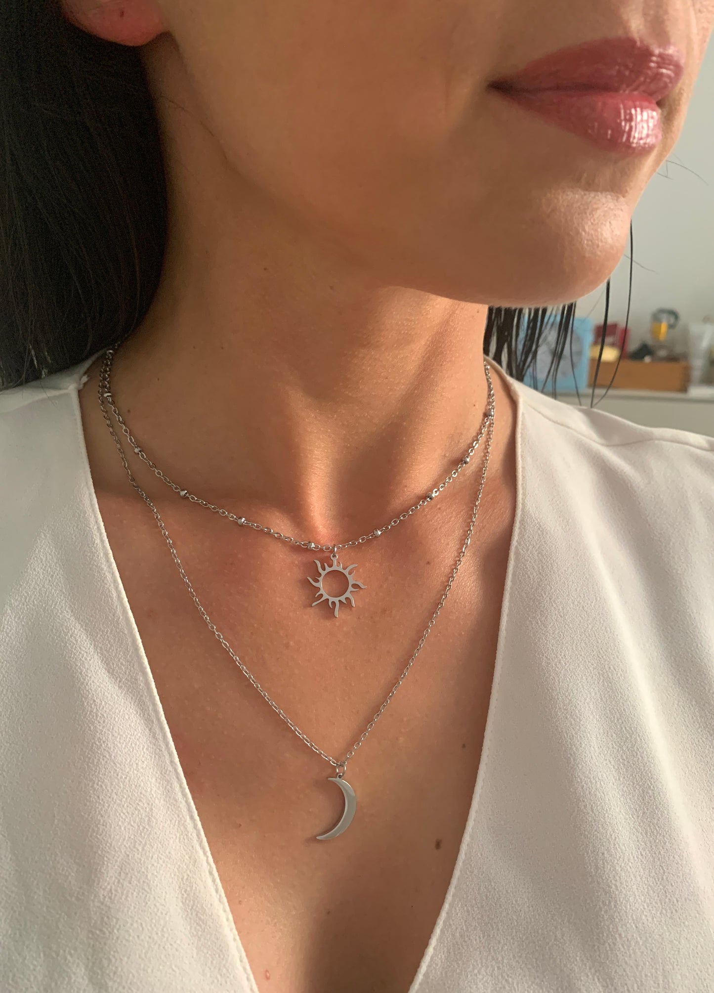 Sonne & Mond Halskette – minimalistischer Edelstahlschmuck in Gold oder Silber – Natascha Woge®