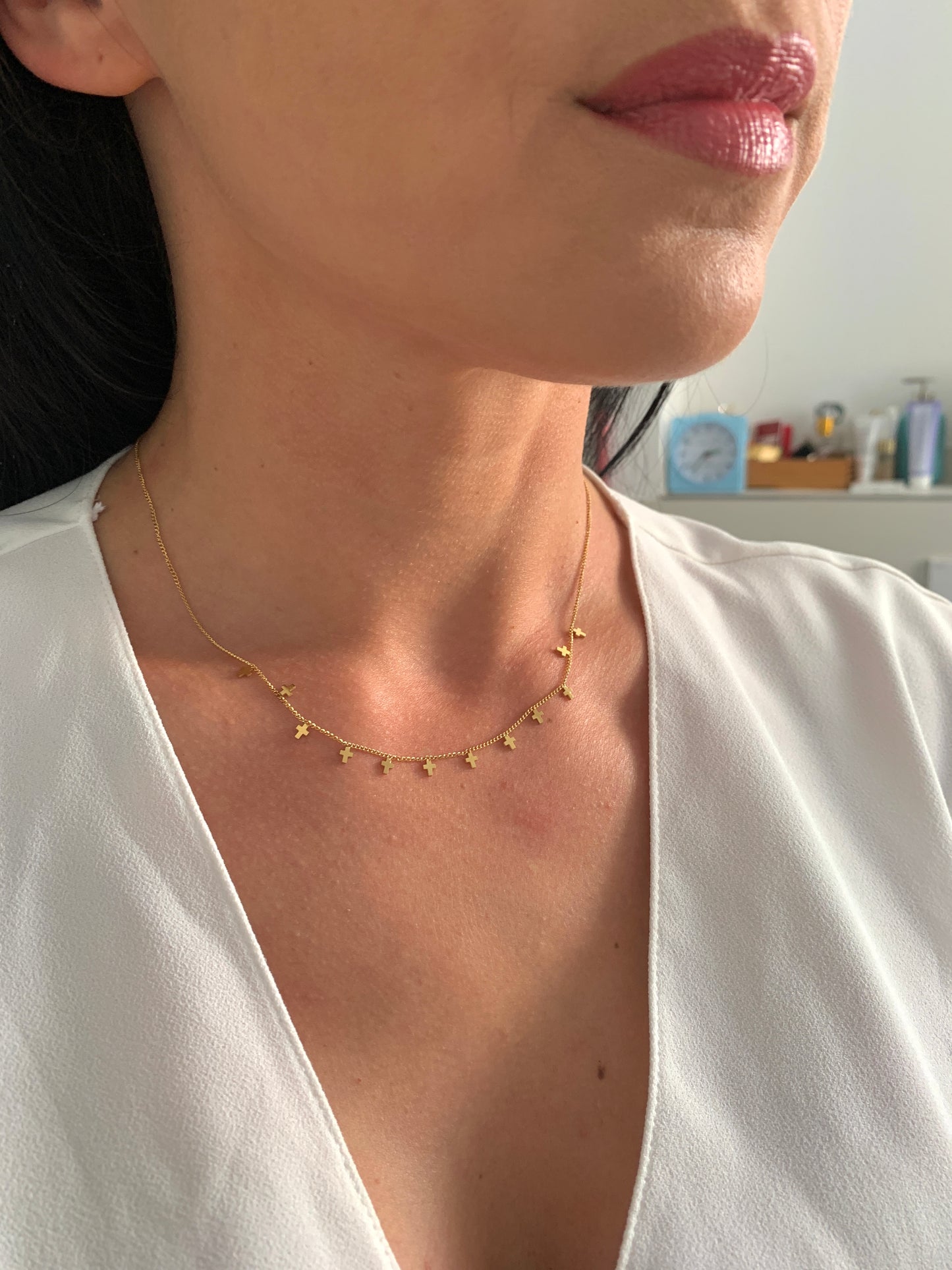 Kreuz Choker – minimalistischer Edelstahlschmuck in Gold oder Silber – Natascha Woge®
