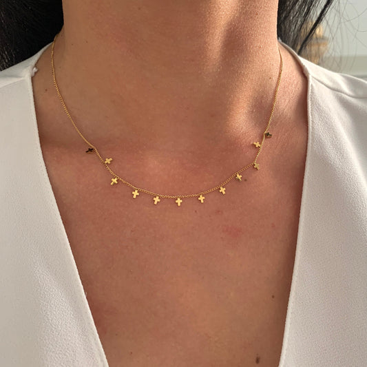 Kreuz Choker – minimalistischer Edelstahlschmuck in Gold oder Silber – Natascha Woge®