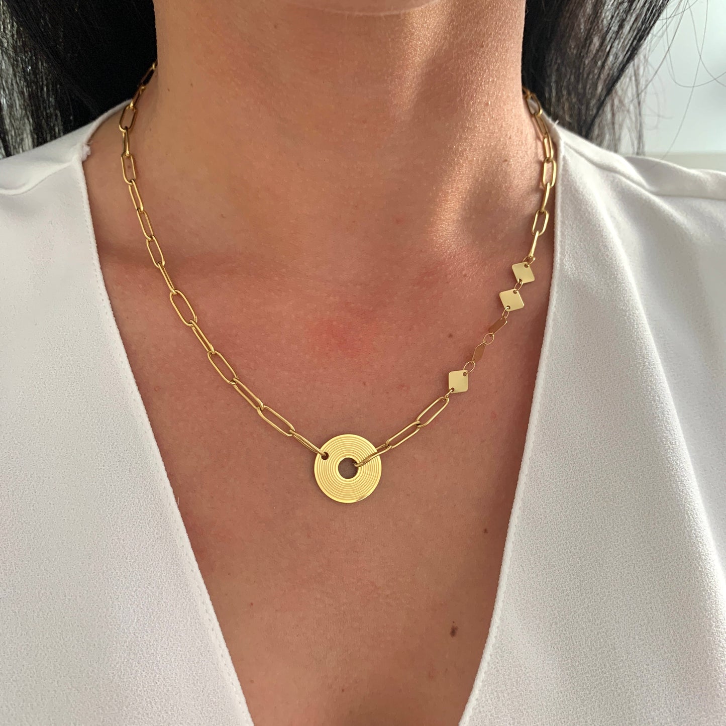 Minimalistische Disk Halskette – Edelstahlschmuck in Gold oder Silber – Natascha Woge®