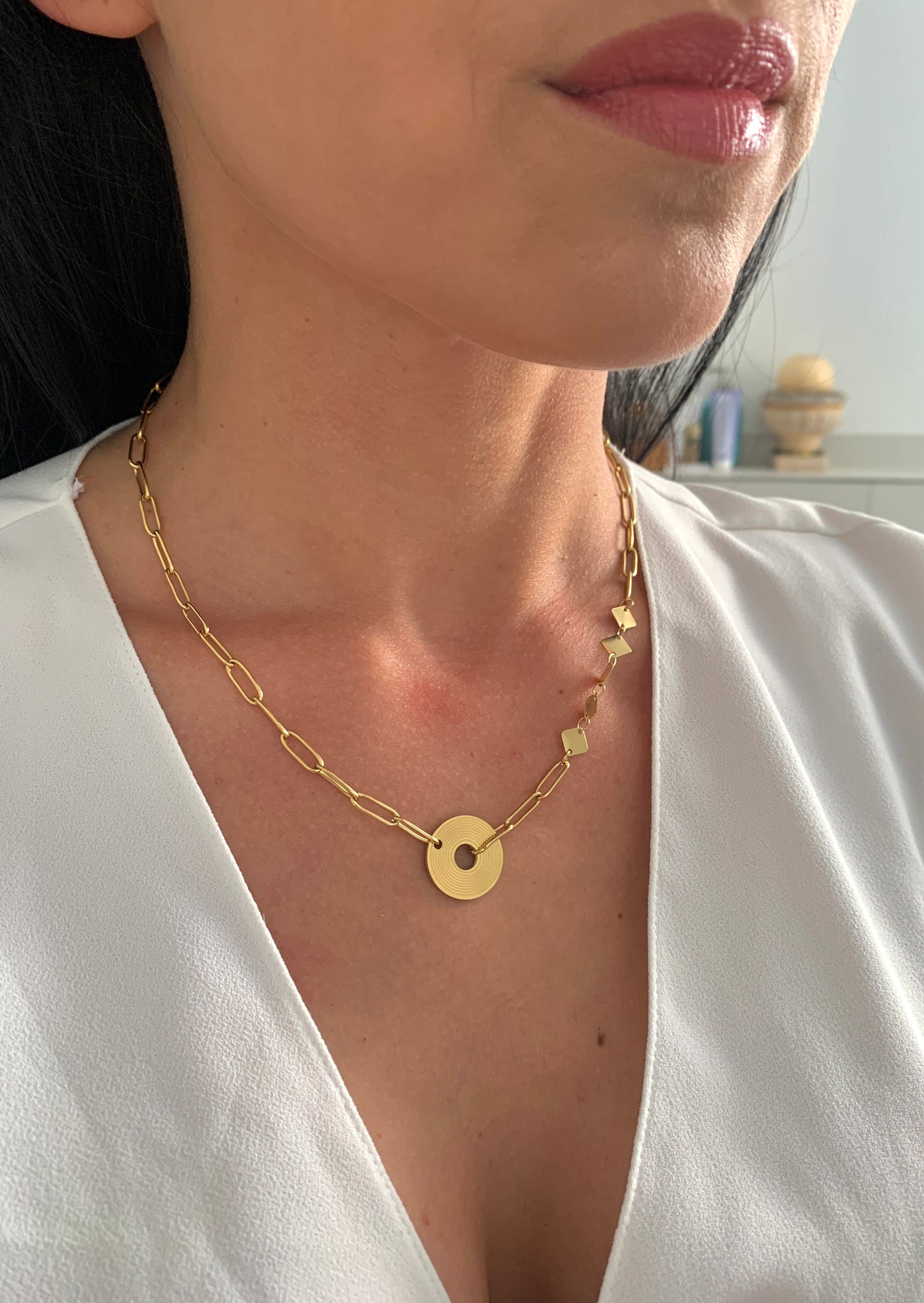 Minimalistische Disk Halskette – Edelstahlschmuck in Gold oder Silber – Natascha Woge®