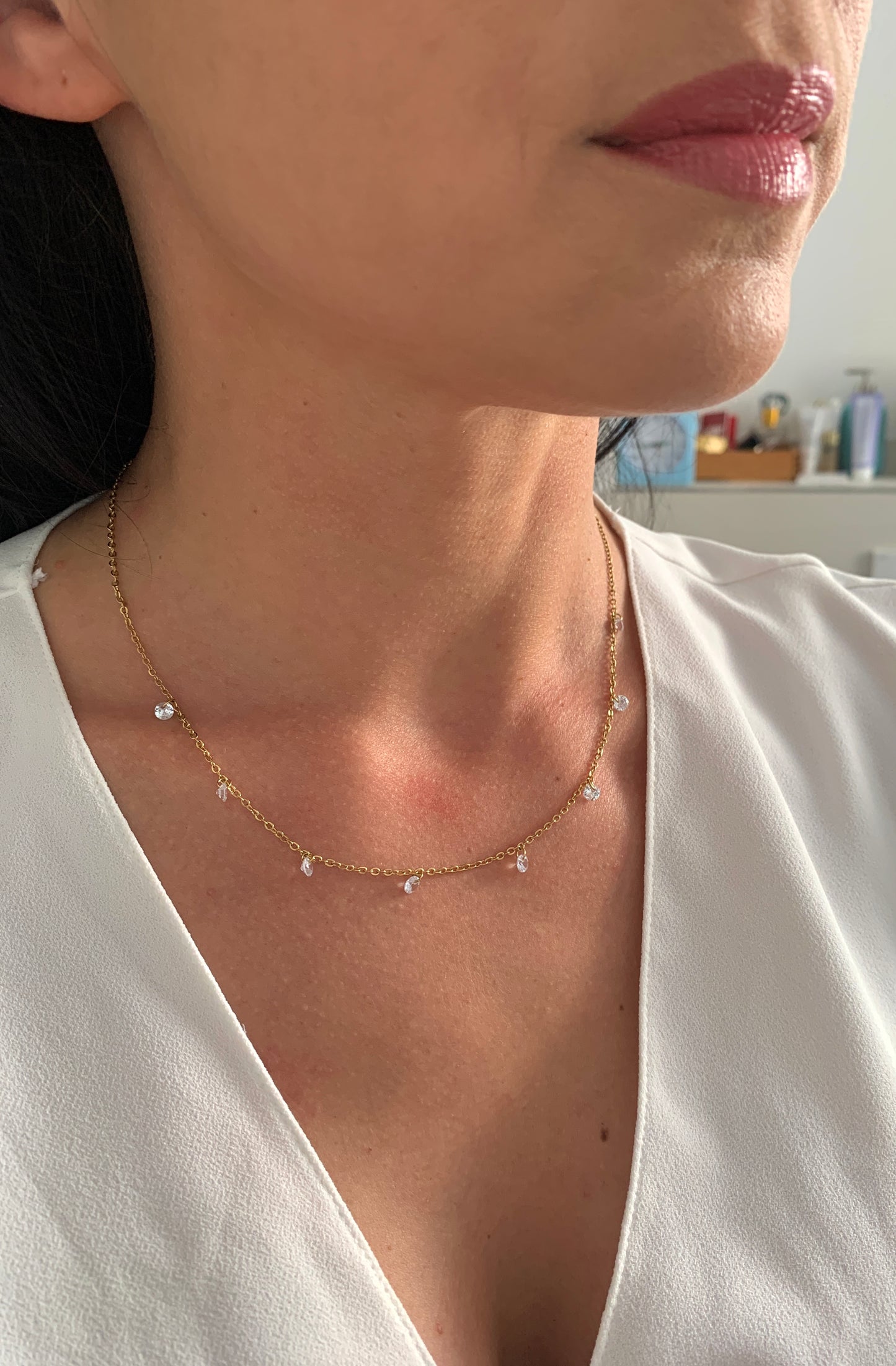 Minimalistische Kristall Halskette – zierlicher Edelstahlschmuck in Gold oder Silber – Natascha Woge®