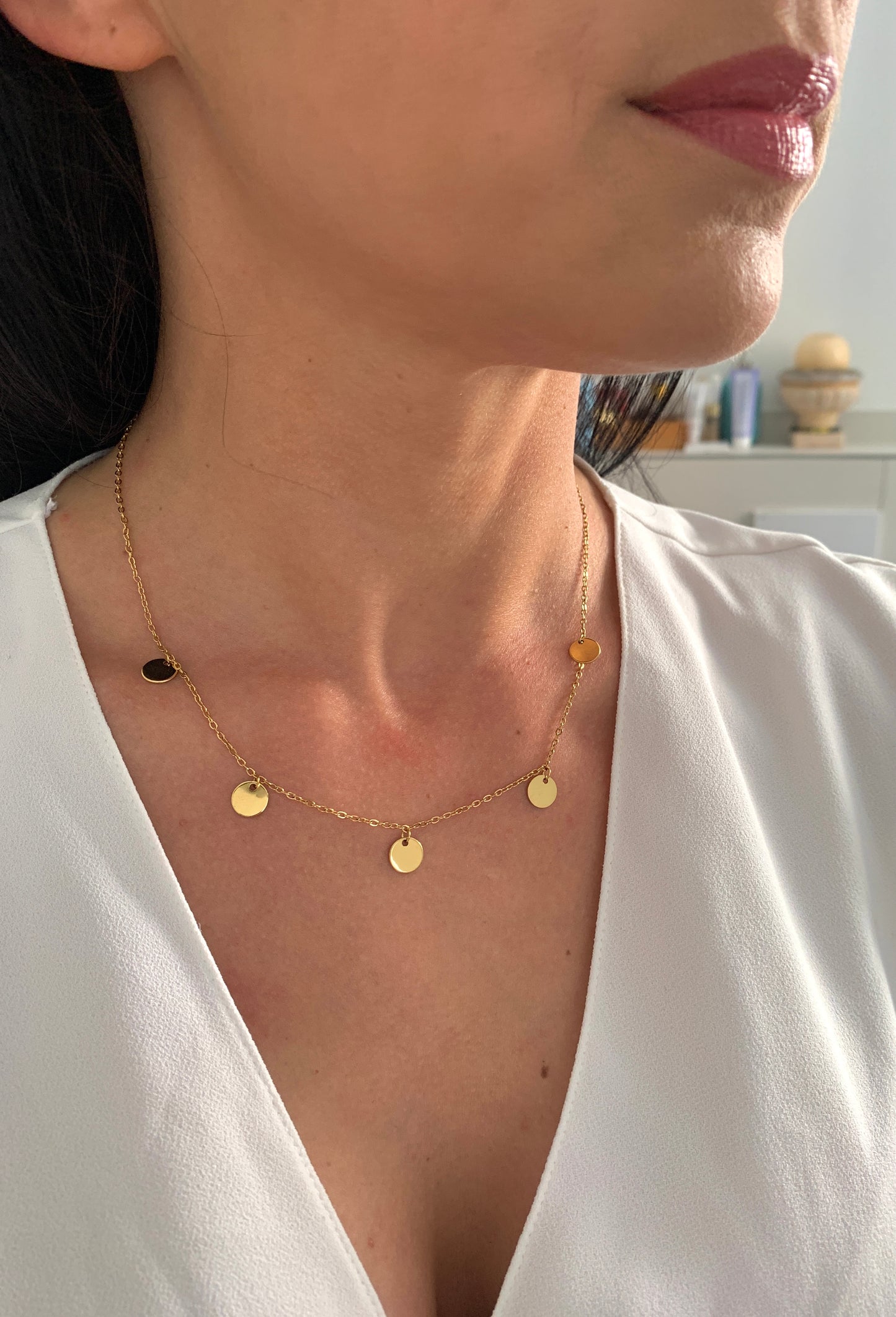 Minimalistische Münzen Halskette – Edelstahlschmuck in Gold oder Silber – Natascha Woge®