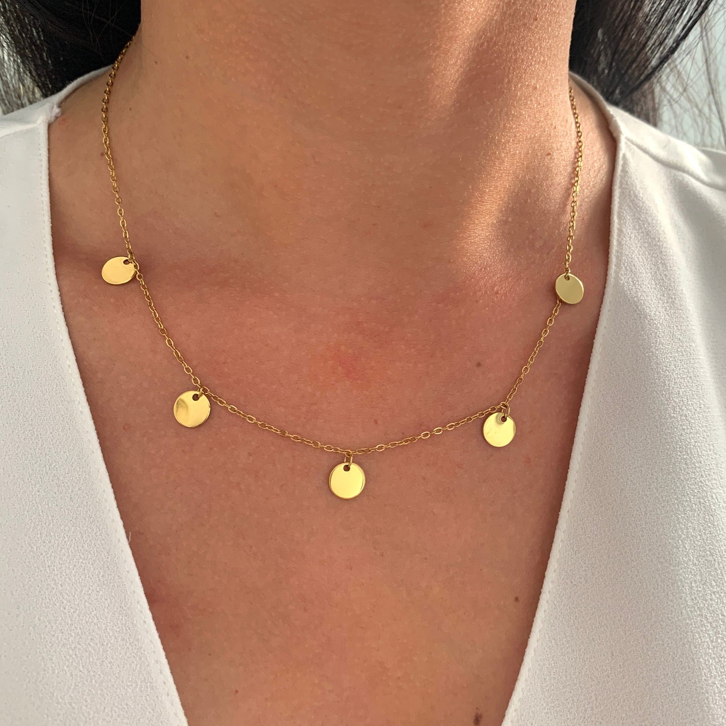 Minimalistische Münzen Halskette – Edelstahlschmuck in Gold oder Silber – Natascha Woge®