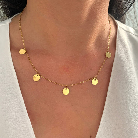Minimalistische Münzen Halskette – Edelstahlschmuck in Gold oder Silber – Natascha Woge®