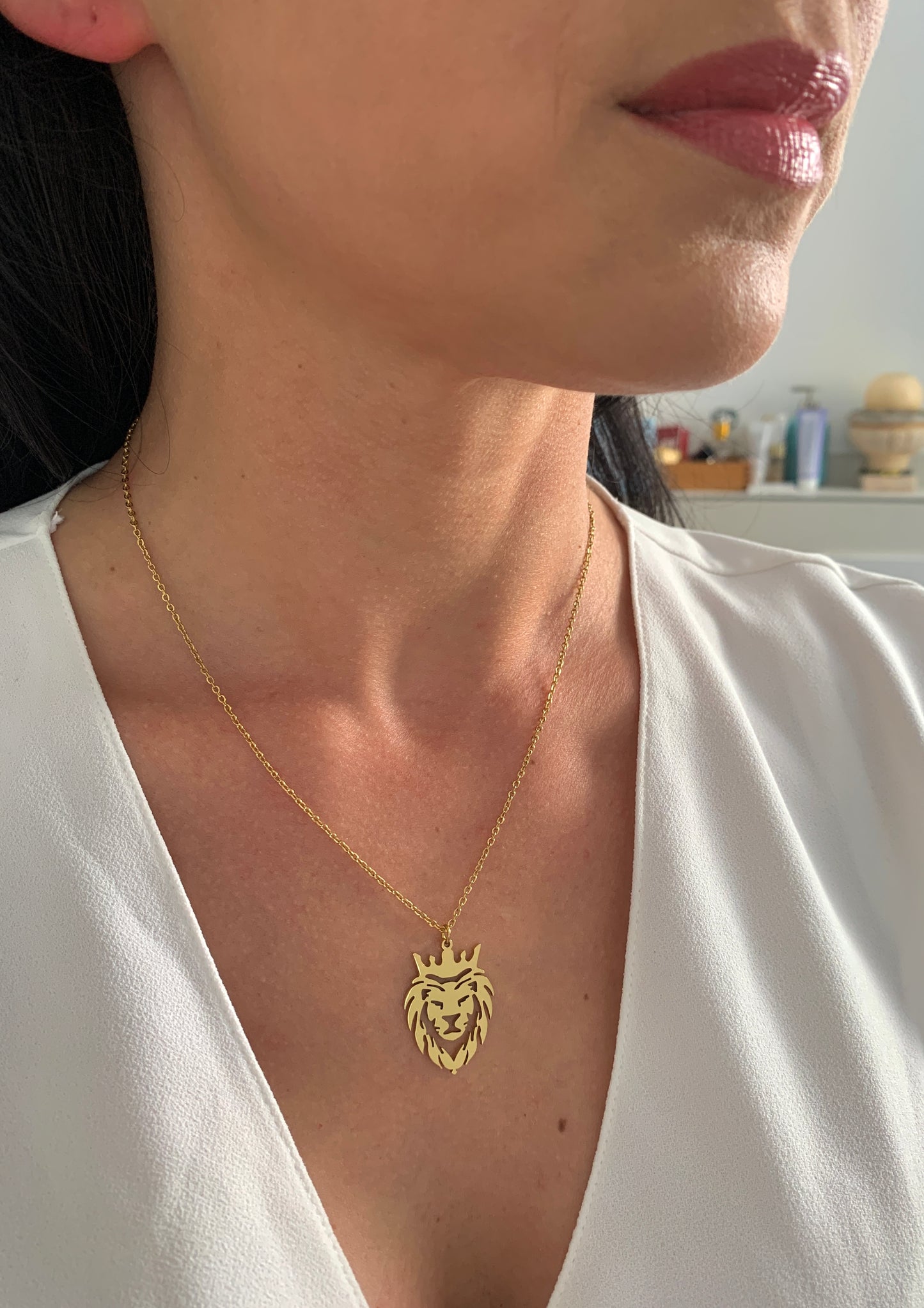 Löwe Halskette – minimalistischer Edelstahlschmuck in Gold oder Silber – Natascha Woge®