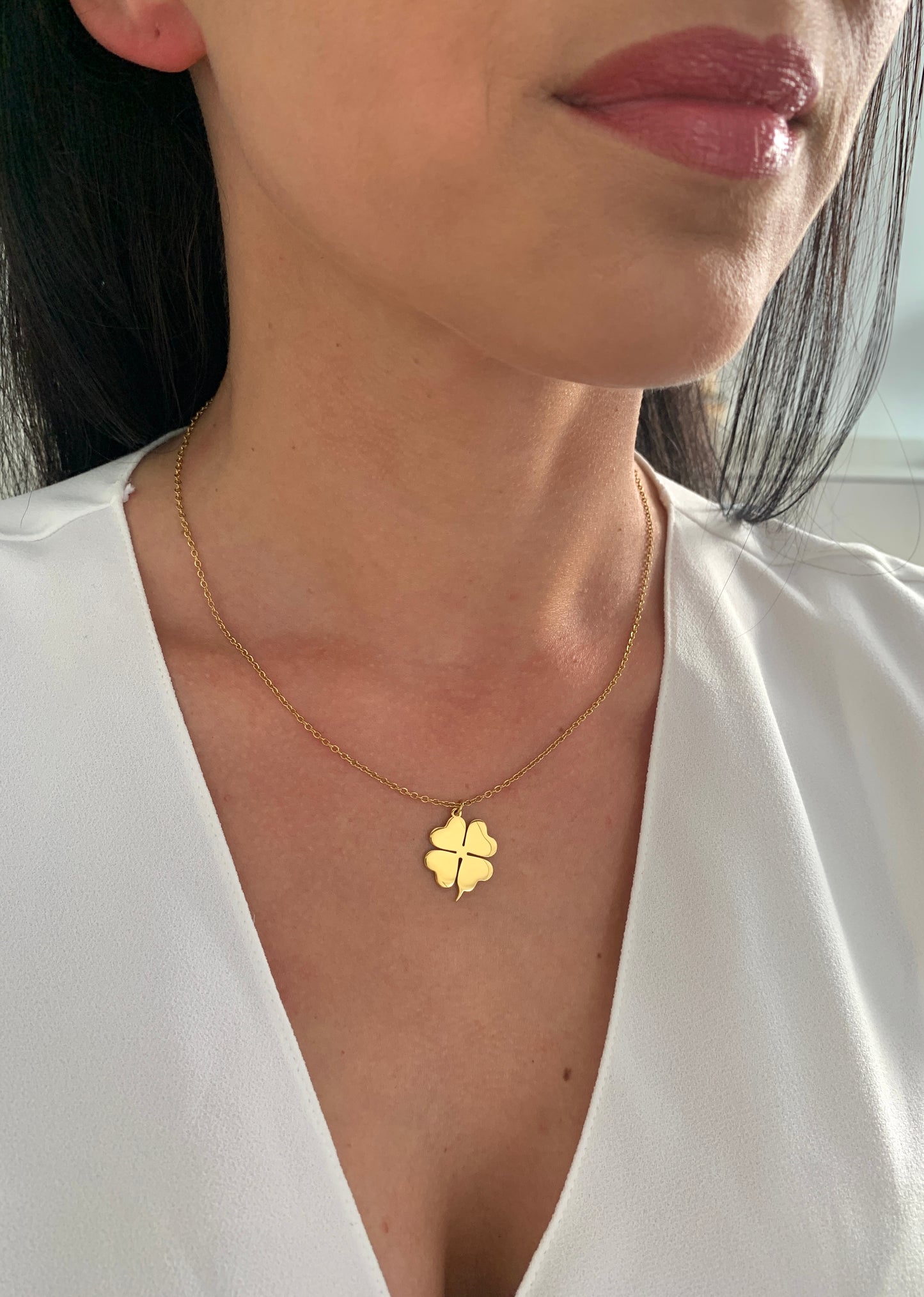 Kleeblatt Halskette – minimalistischer Edelstahlschmuck in Gold oder Silber – Natascha Woge®