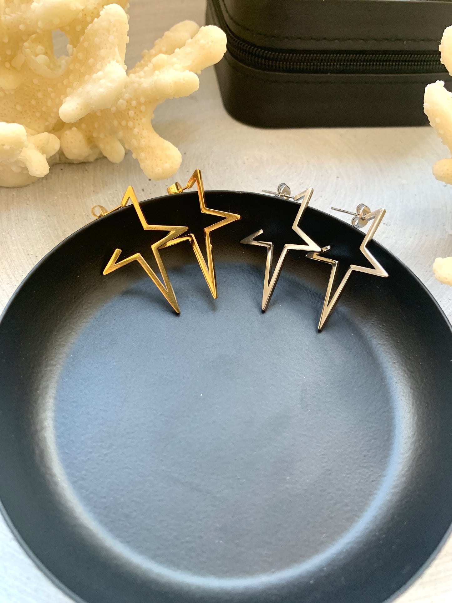 Edelstahl Stern Blitz Ohrringe Damen Gold Silber wasserfest Geschenk – NataschaWoge®