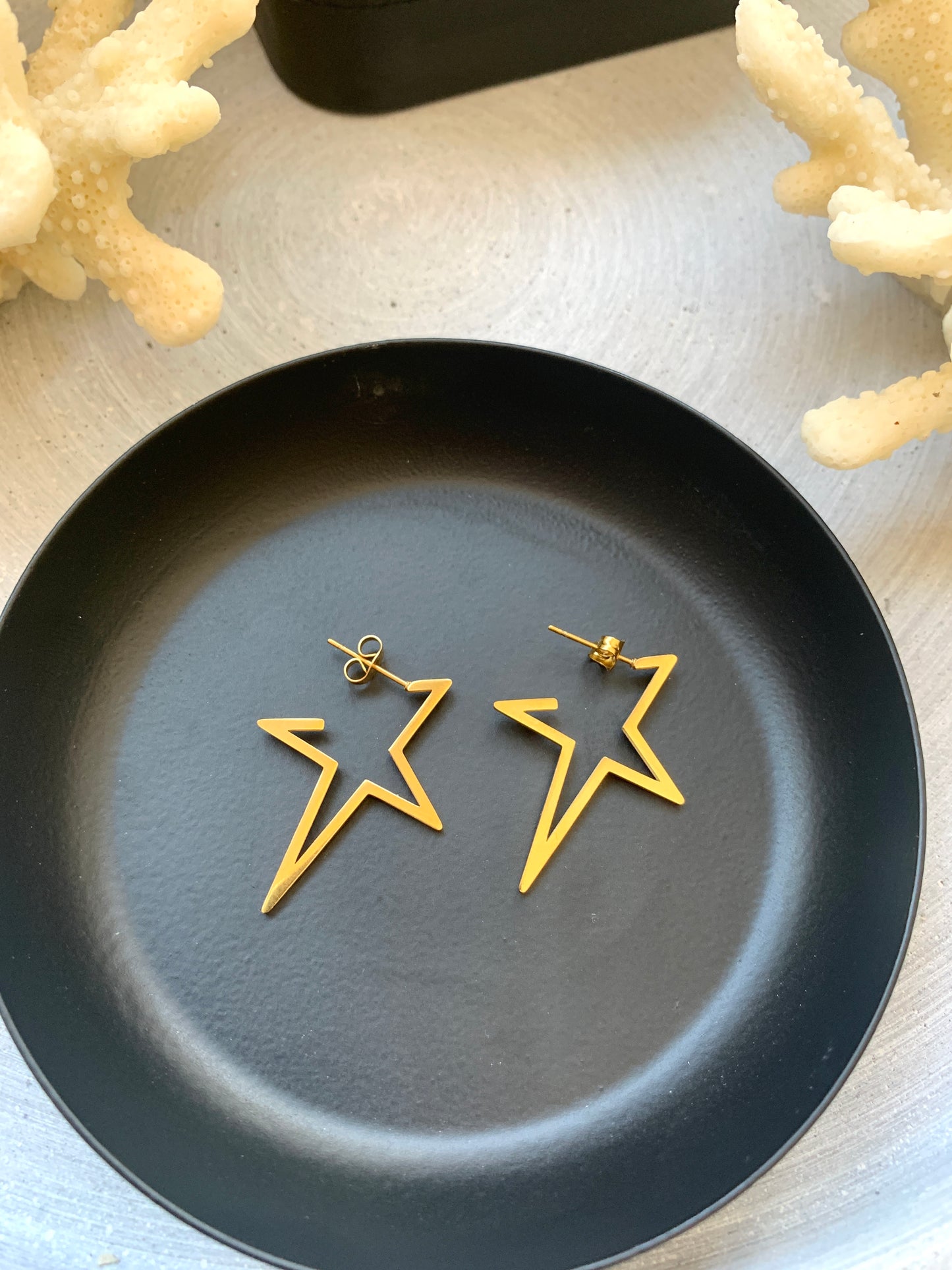 Edelstahl Stern Blitz Ohrringe Damen Gold Silber wasserfest Geschenk – NataschaWoge®