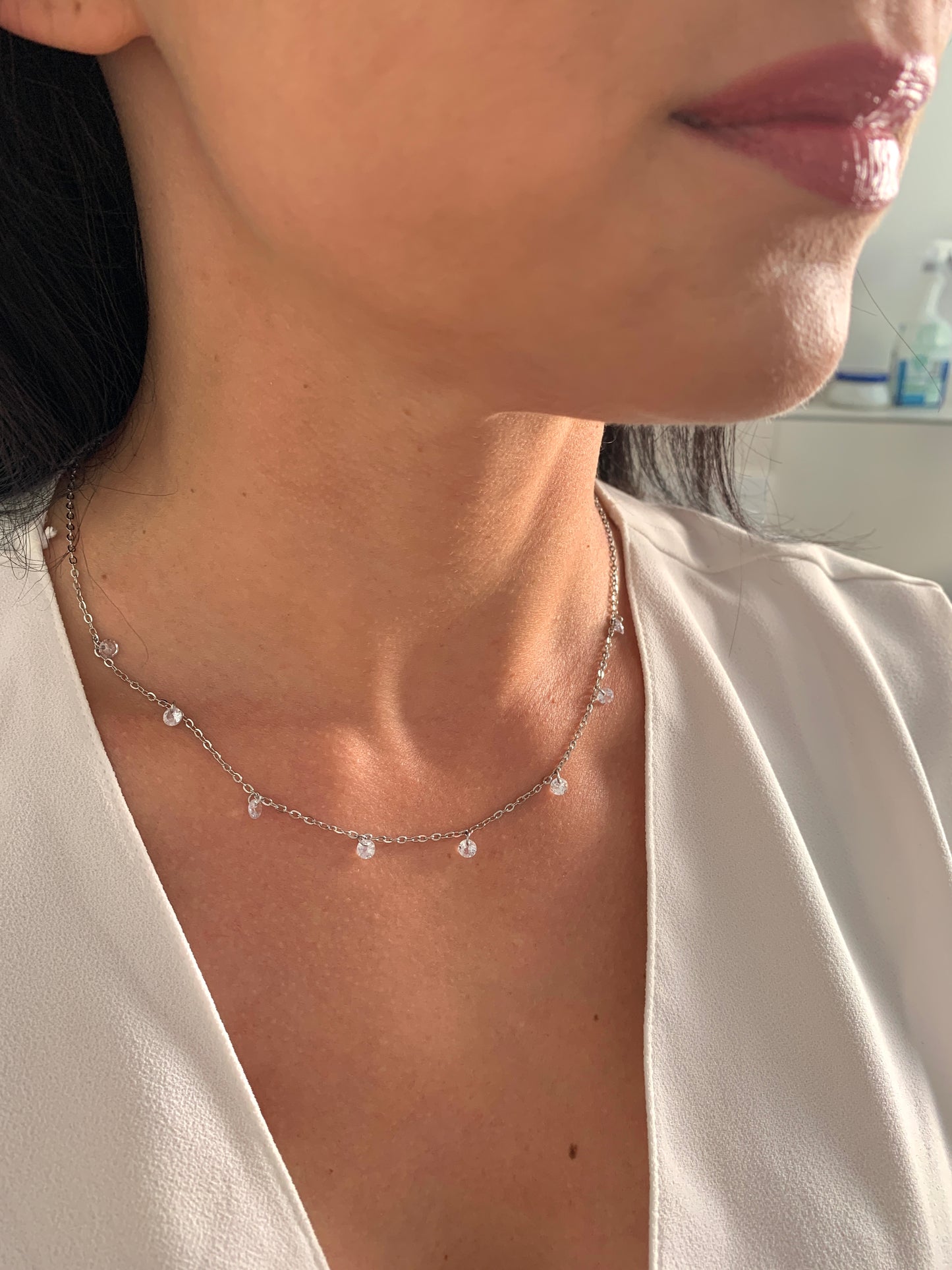 Minimalistische Kristall Halskette – zierlicher Edelstahlschmuck in Gold oder Silber – Natascha Woge®