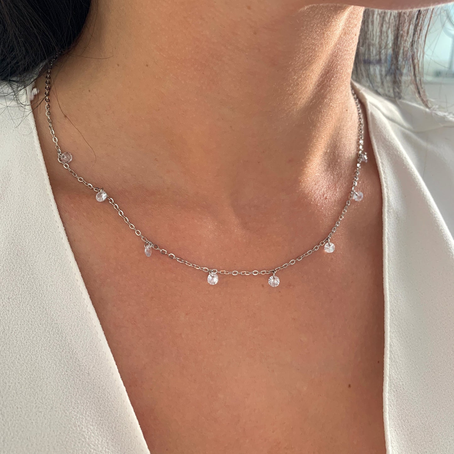 Minimalistische Kristall Halskette – zierlicher Edelstahlschmuck in Gold oder Silber – Natascha Woge®