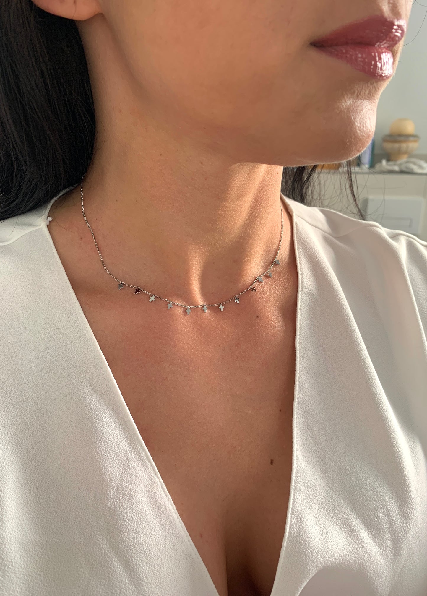 Kreuz Choker – minimalistischer Edelstahlschmuck in Gold oder Silber – Natascha Woge®