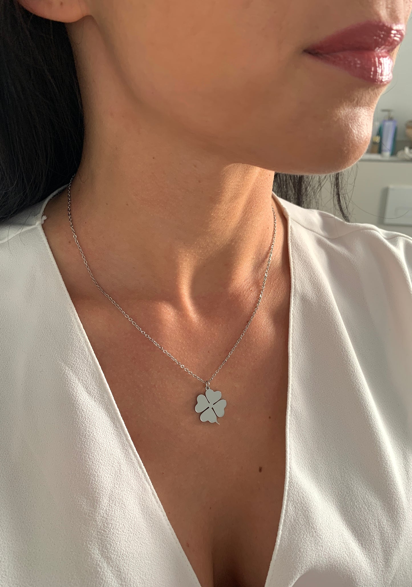 Kleeblatt Halskette – minimalistischer Edelstahlschmuck in Gold oder Silber – Natascha Woge®