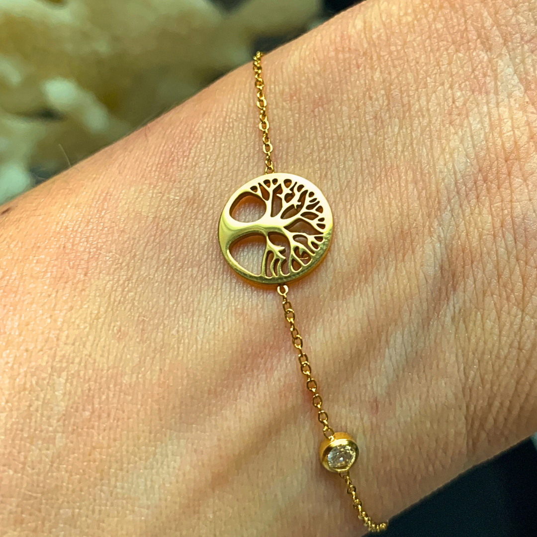 Zierliches Lebensbaum Armband – Minimalistischer Edelstahlschmuck in Gold – Natascha Woge®