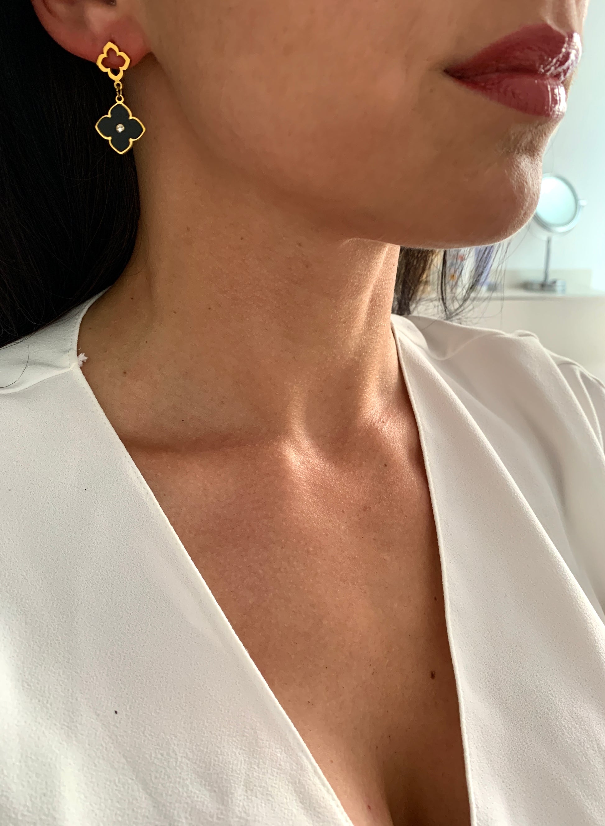 edelstahl-ohrringe-kleeblatt-design-gold-schwarz-alltag-schmuck