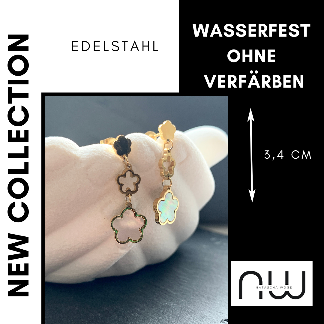 edelstahl-ohrringe-kleeblatt-gold-wasserfest-ohne-verfärben